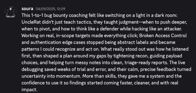 Student review screenshot